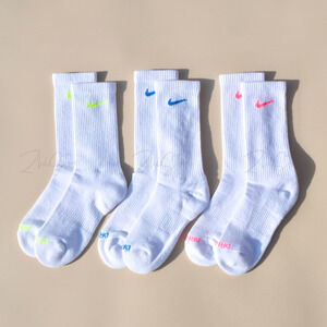 Nike Everyday Plus Cushion Crew 3 Pack Socks White Size L (8-12) SX6888 938 NEW